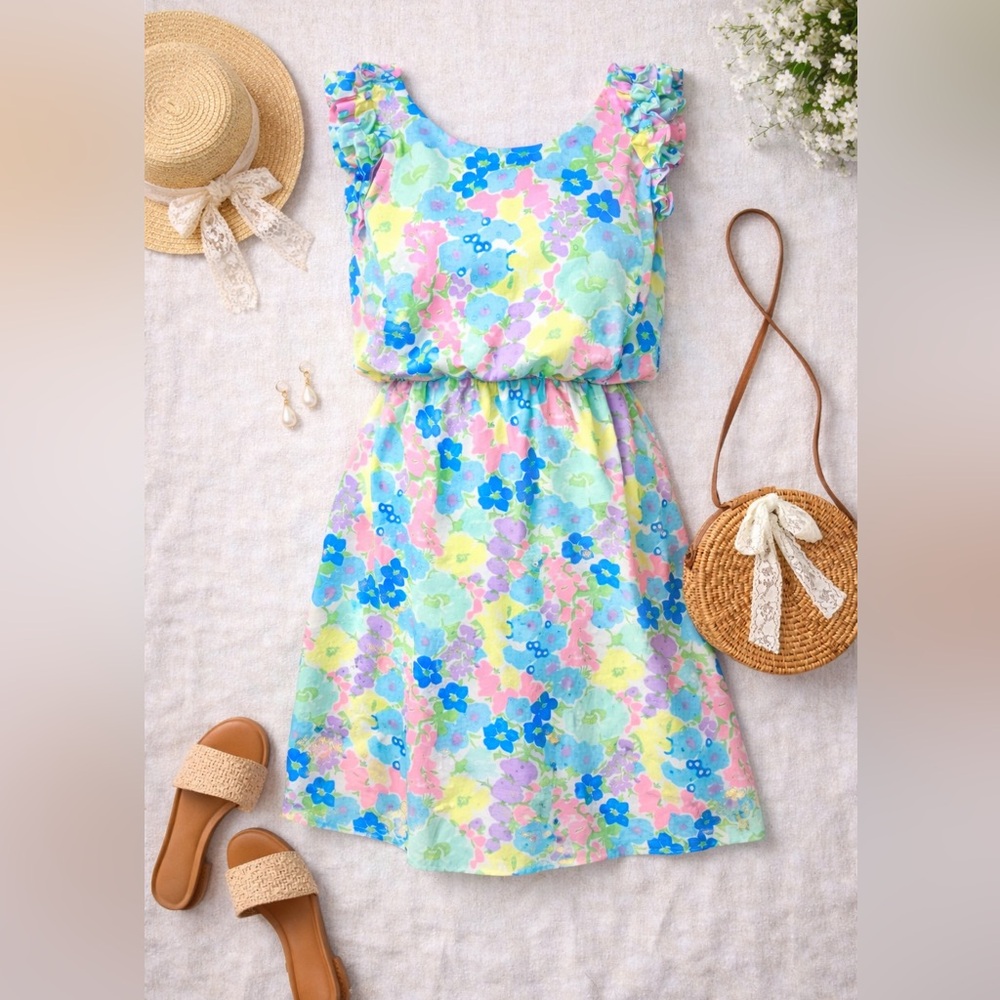 Lilly Pulitzer Danna Ruffle Fit & Flare Dress in "Spring Fling" Print Med - Picture 2 of 11